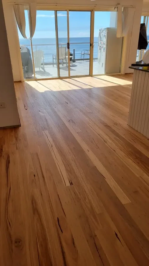 Satin polyurethane finish on spotted gum floor, Central Coast NSW